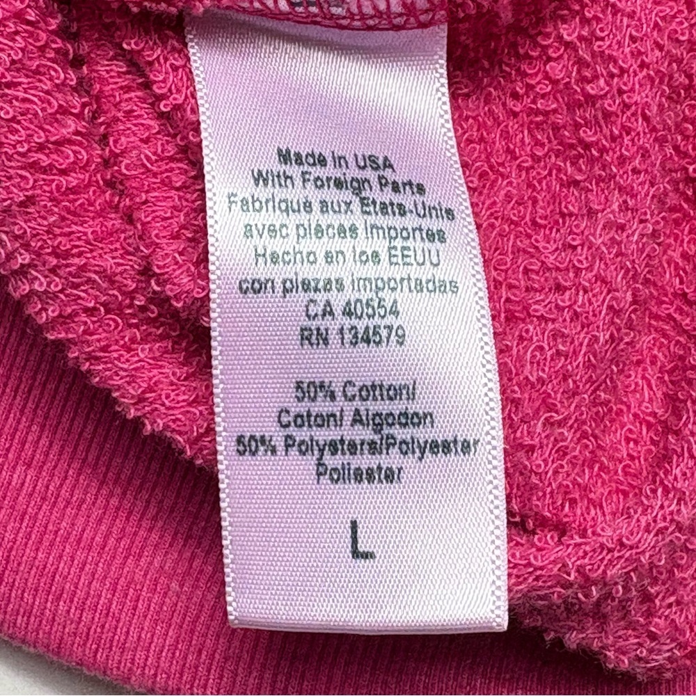 NWT Anthropologie SUNDRY Good Vibes Fuchsia Split Neck Cropped Sweatshirt Size L - Picture 11 of 14